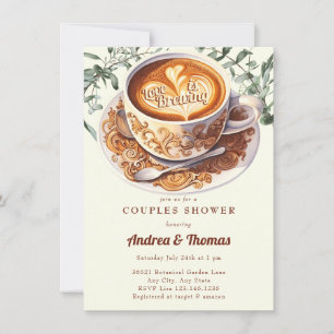Convite de Chá de Casal Watercolor Coffee