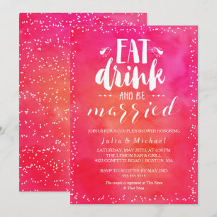 Convite de Chá de Casal Watercolor Eat Drink & Be