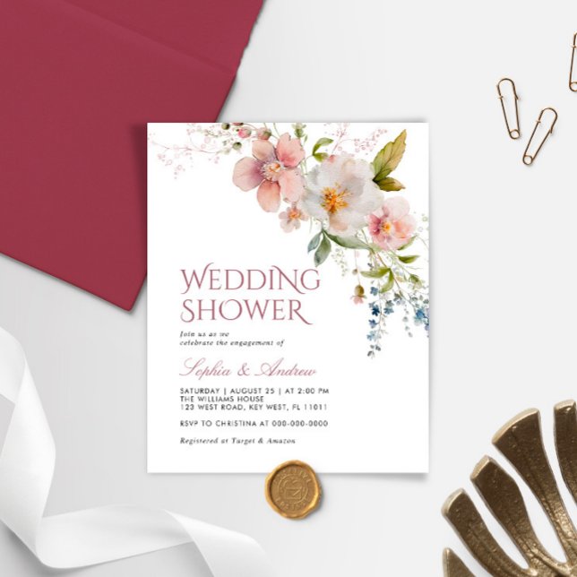 Convite de Chá de casamento Russo de Flores Selvag (Criador carregado)