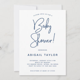 Convite de Chá de fraldas Azul para Marinho Modern