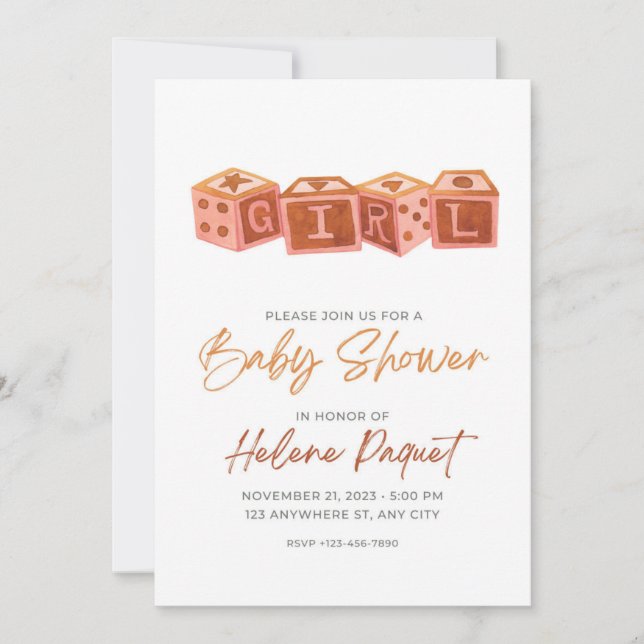 Convite de Chá de fraldas Clássico (Frente)