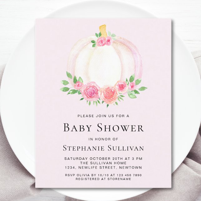 Convite de Chá de fraldas da Menina de Pumpkin Ros (Criador carregado)