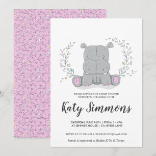 Convite de Chá de fraldas de Amor do Hippo