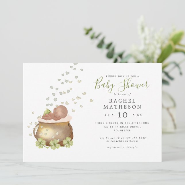 convite de chá de fraldas de Dia de São Patrício h (Em pé/Frente)