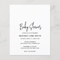 Convite de Chá de fraldas de Orçamento Minimalista