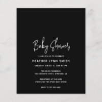 Convite de Chá de fraldas de Orçamento Preto Minim