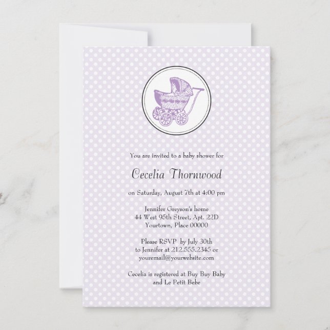 Convite de Chá de fraldas de Pram Clássico (Frente)