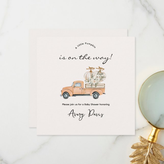 Convite de Chá de fraldas de Pumpkin de Queda Pers (Frente/Verso In Situ)