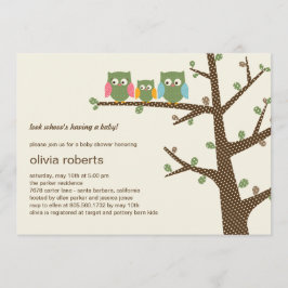 Convite de Chá de fraldas Dotty Owls
