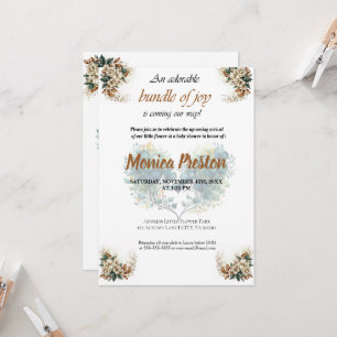 Convite de Chá de fraldas Floral Personalizável