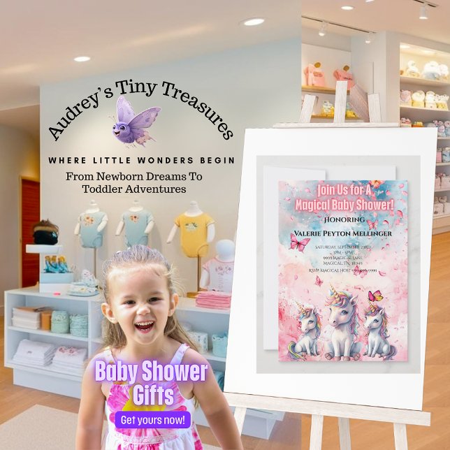 Convite de Chá de fraldas Inclinado Unicorn (Criador carregado)