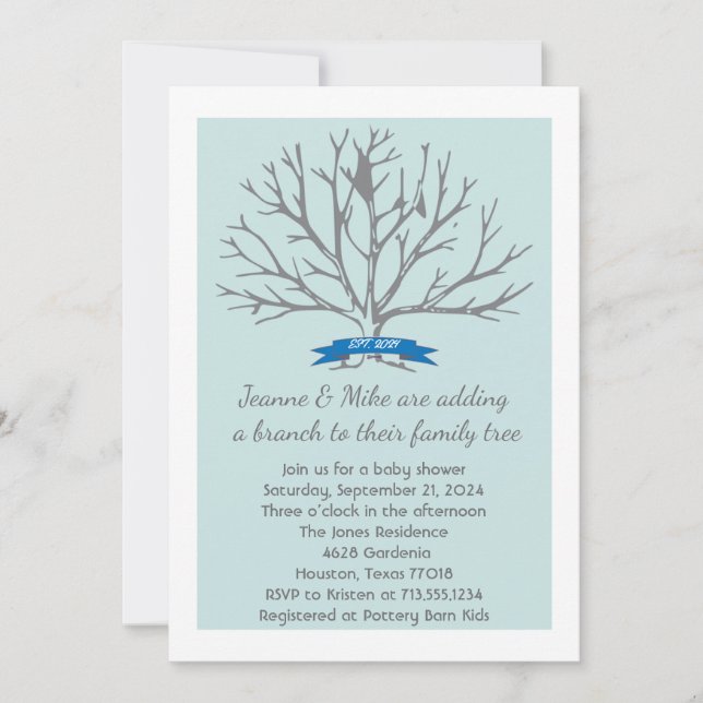 Convite de chá de fraldas Jeanne (Frente)