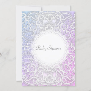 CONVITE DE CHÁ DE FRALDAS LACE Púrpura, ELEGANTE