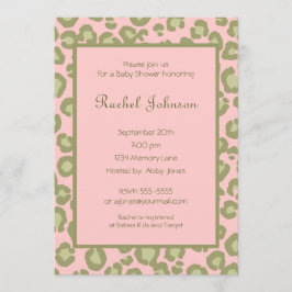 Convite de Chá de fraldas Leopardo Rosa