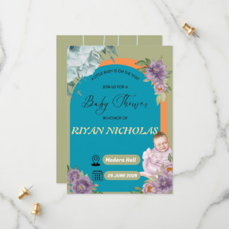 Convite de chá de fraldas para Menina ou Menino