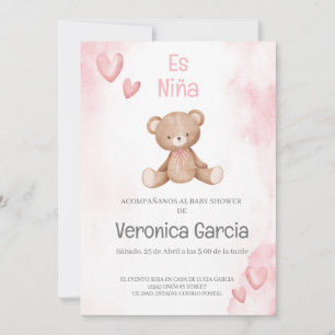 Convite de chá de fraldas para niña etosito