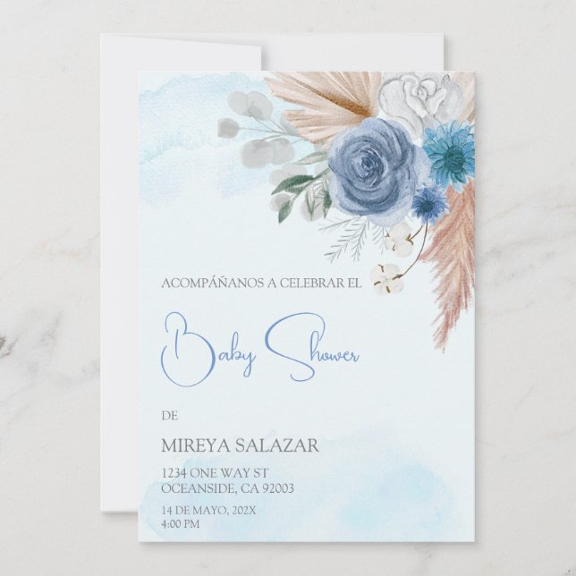 Convite de chá de fraldas para niño tema boho (Frente)