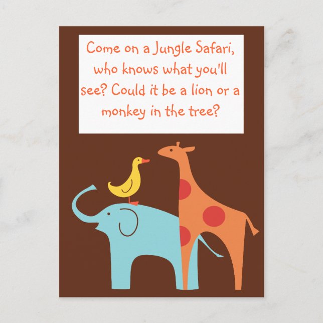 Convite de Chá de fraldas Personalizado da Selva (Frente)