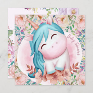 Convite de Chá de fraldas Unicorn