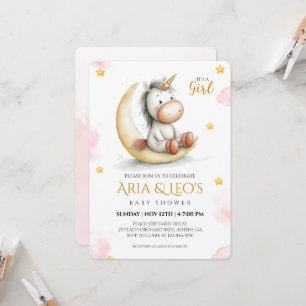 Convite de Chá de fraldas Unicorn