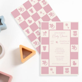 Convite de Chá de fraldas Verificado a Rosa