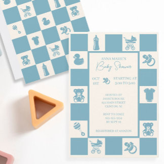 Convite de Chá de fraldas Verificado Azul