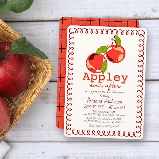 Convite de Chá de Noiva Apple Ever After Vermelho  (Criador carregado)