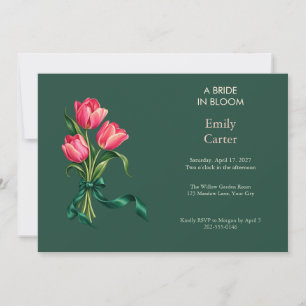Convite de Chá de Noiva Arco-íris Tulipa Rosa Esme