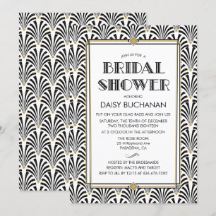 Convite de Chá de Noiva Art Deco Gatsby