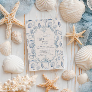 Convite de Chá de Noiva Azul Toile Oceano