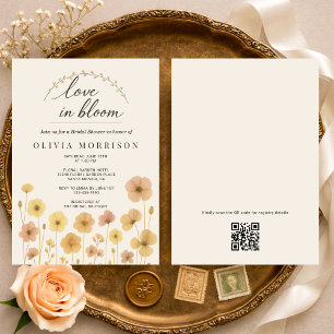 Convite de Chá de Noiva Boho Código QR Love In Blo