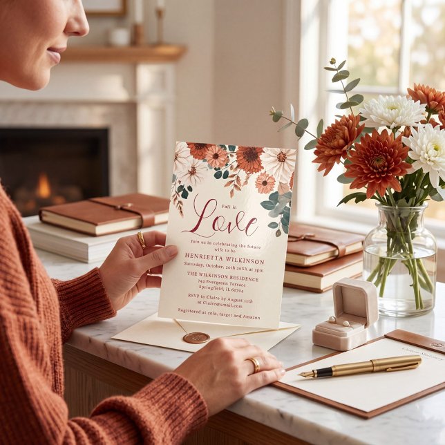 Convite de Chá de Noiva Boho Floral Fall in Love (Criador carregado)