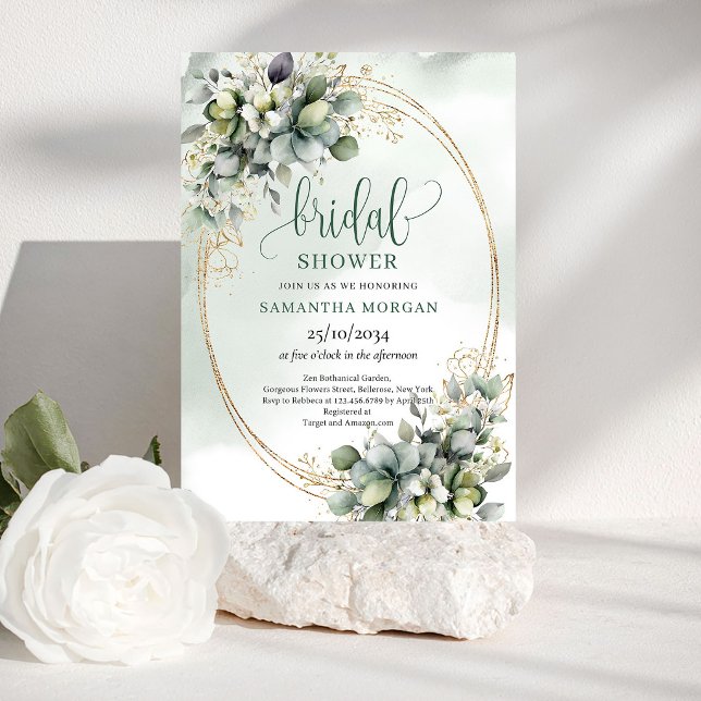 Convite de Chá de Noiva Botânico em Aquarela (Watercolor Botanical Bridal Shower Invitation)