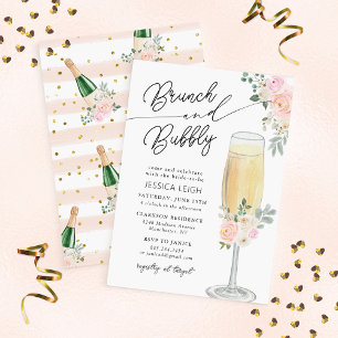 Convite de Chá de Noiva Brunch & Bubbly Champagne