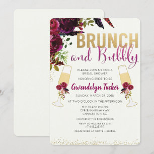 Convite de Chá de Noiva Brunch e Bubbly
