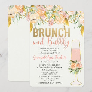 Convite de Chá de Noiva Brunch e Bubbly