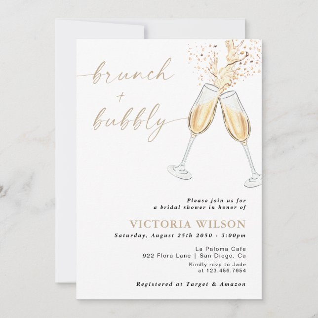 Convite de Chá de Noiva Brunch e Espumante (Frente)