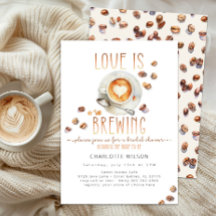 Convite de Chá de Noiva Café Love Is Brewing