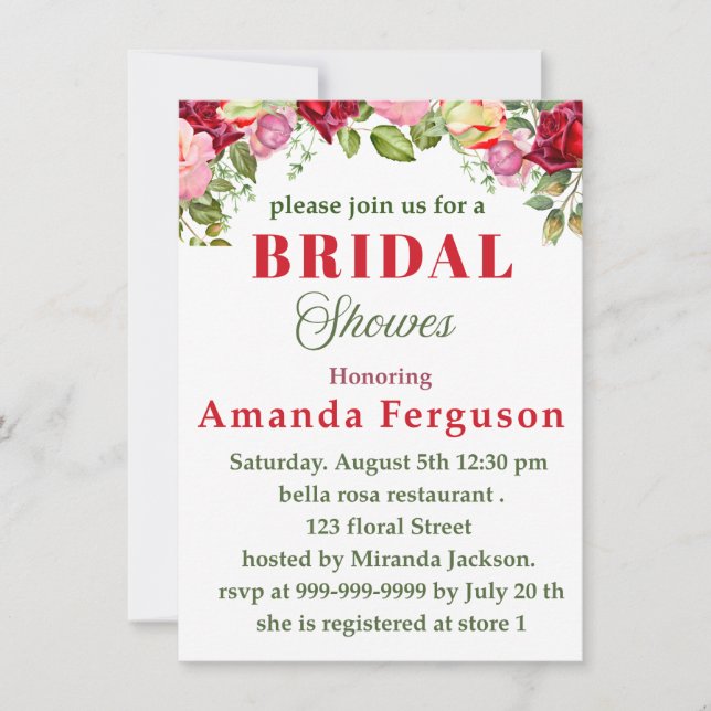 Convite de chá de noiva cartão de festa  (Frente)