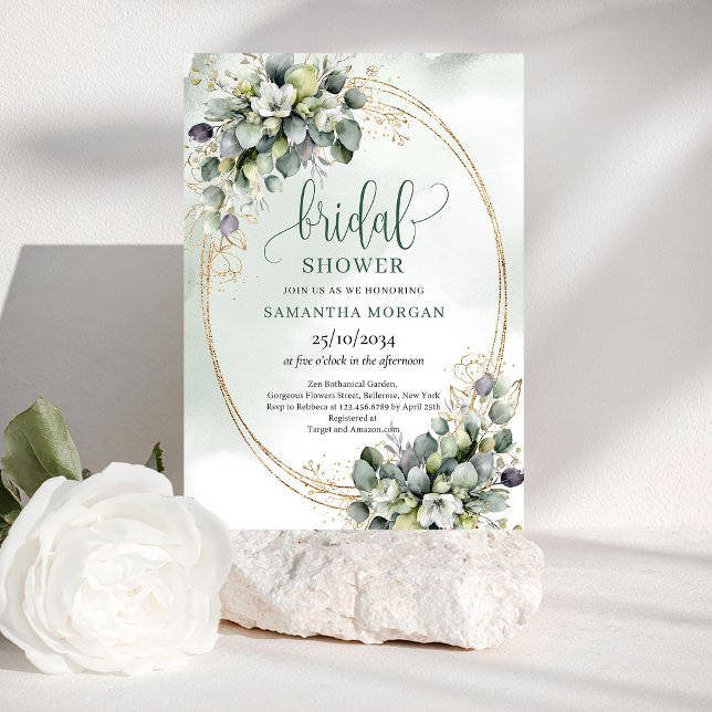 Convite de Chá de Noiva com Aguarela Verdejante (Watercolor Greenery Bridal Shower Invitation)