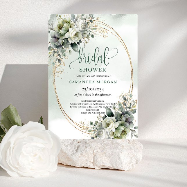 Convite de Chá de Noiva com Aquarela Botânica Mode (Modern Botanical Watercolor Bridal Shower Invitation)