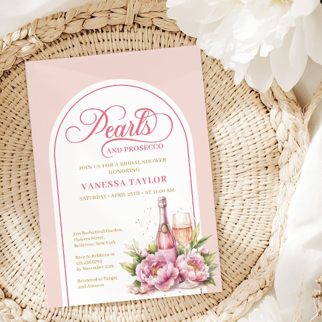 Convite de Chá de Noiva com Aquarela Moderna em Ro (Modern Watercolor Blush and Gold Bridal Shower Invitation)