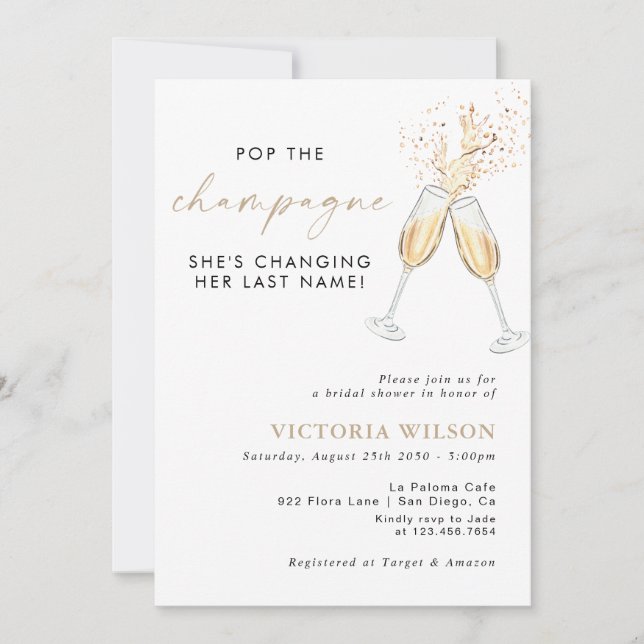 Convite de Chá de Noiva com Champanhe (Frente)