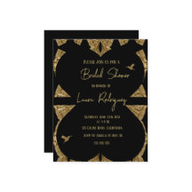 Convite de Chá de Noiva com coração moderno preto