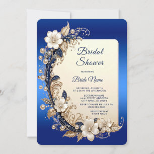 Convite de Chá de Noiva com Enfeite Floral Branco