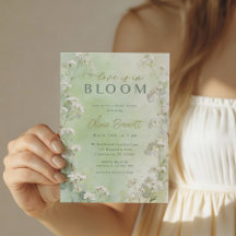 Convite de Chá de Noiva com Flor Silvestre Verde