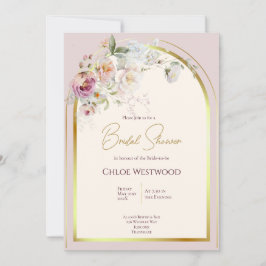 Convite de Chá de Noiva com Florais Pastel