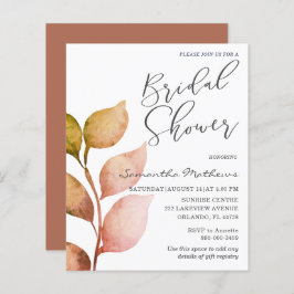 Convite de Chá de Noiva com Folhagem de Terracota 