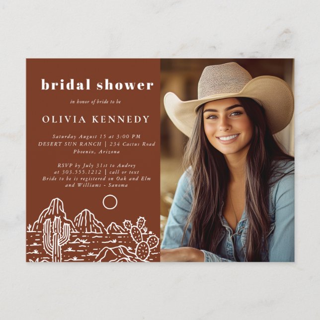 Convite de Chá de Noiva com Foto do Deserto de Cac (Frente)