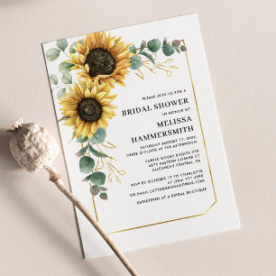 Convite de Chá de Noiva com Girassol e Eucalipto